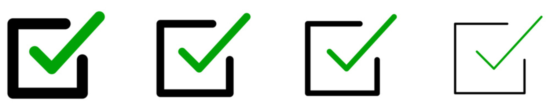 Checkmark flat icon set for task completion and success