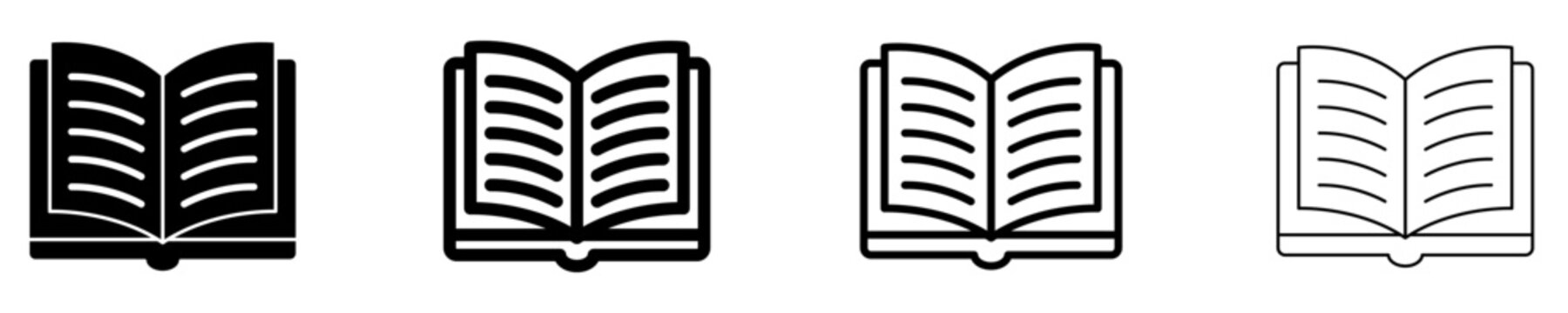 Open book solid glyph icon for education and learning