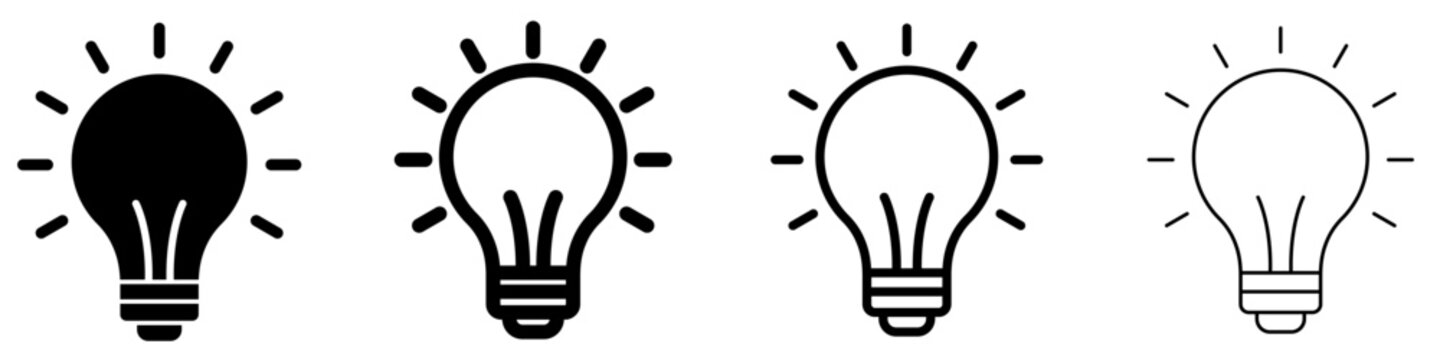 Lightbulb flat icon set for creative ideas and innovation