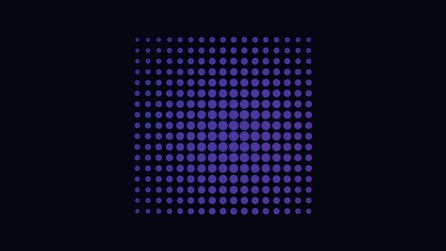 Dark background blue and purple polka dot wavy matrix pattern