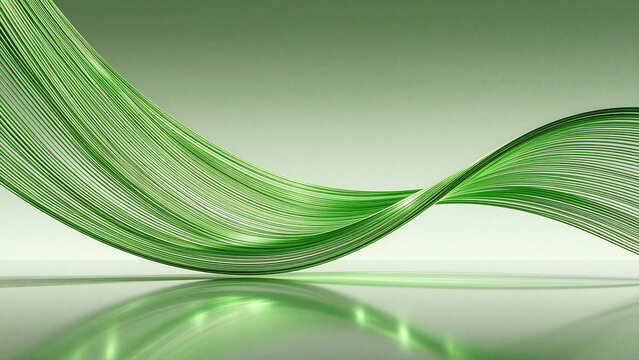 Modern Abstract Green Wave with Elegant Curves and Reflection for Clean Energy Concept