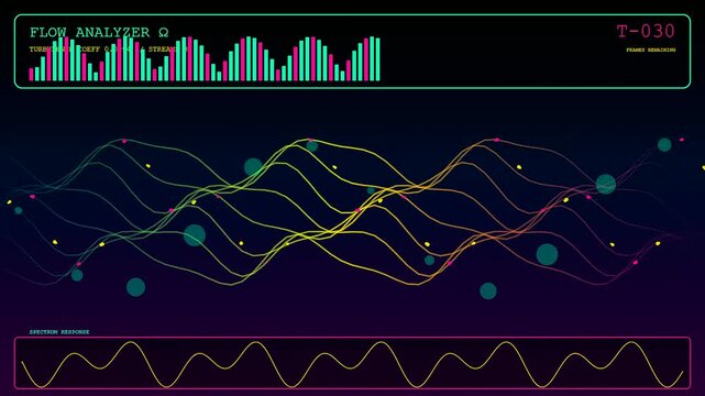Dynamic plasma turbulence waveforms ripple across a digital interface as glowing data streams move rhythmically in a simulated environment showing complex motion patterns and scientific flux