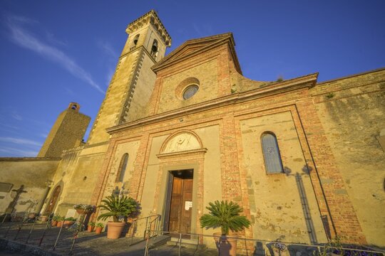 Santa Croce church in the evening light, Vinci, Metropolitan City of Florence, Italy