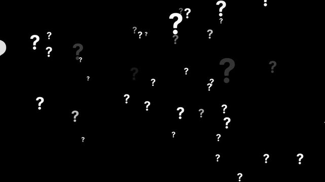 Animation of a lot of white question mark moving on green screen, Animation of a lot of white question mark moving background, Animated question marks on white background, animated questions