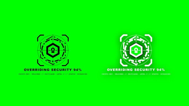 Root Access Authorized Crypto Key Unlocked Chroma Key Animation.