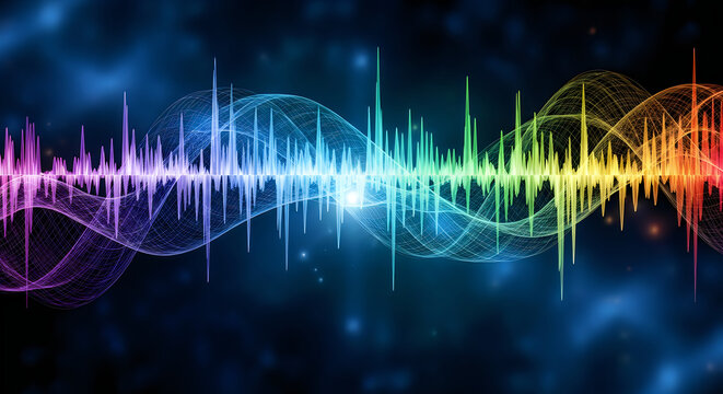 A vibrant and colorful visualization of sound waves representing the beauty of audio and digital signals