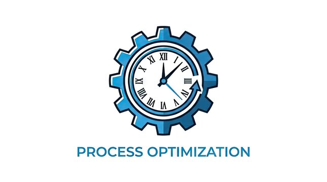 Process optimization icon with clock and gear.