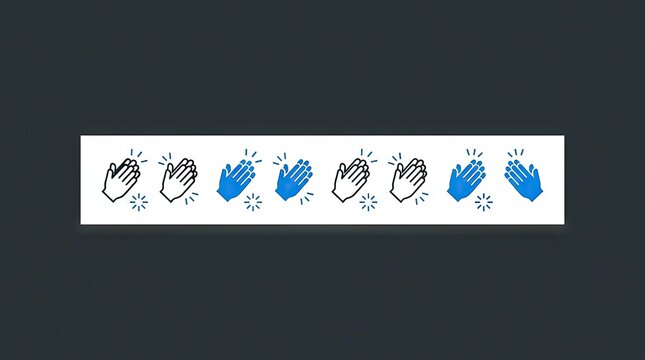Row of clapping hand icons for feedback and applause.