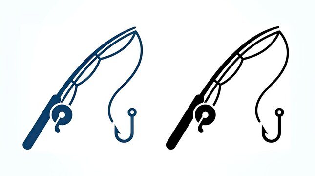 Two fishing rod icons with lines and hooks.