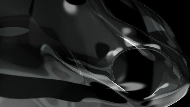 A dramatic abstract CGI animation featuring a swirling liquid metal portal with reflective mercury ripples in a dark, futuristic corridor.