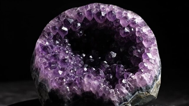Amethyst ore close-up, amethyst cave close-up shot
