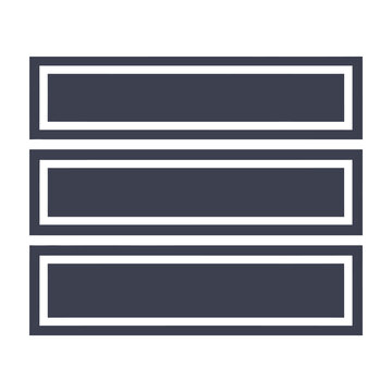 Three horizontal dark grey rectangles with white borders