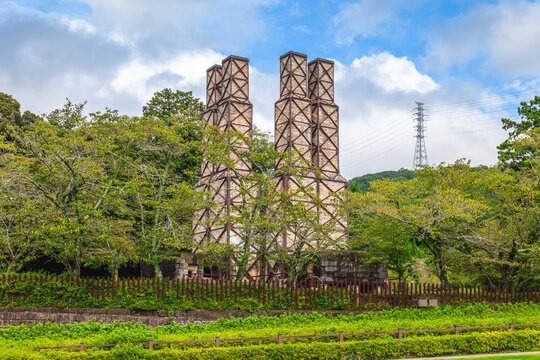 Chimneys of Nirayama Reverberatory Furnace near the city of Izunokuni, Shizuoka in the Tokai region of Japan