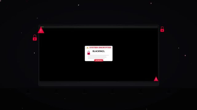 Cyber blackmail and digital extortion ransomware warning message