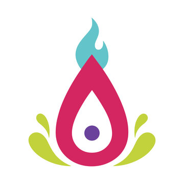 Abstract colorful flame and water drop logo