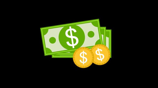 Money Icon Animation with Transparent Background. Full HD. 4K