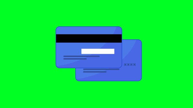 Credit Card Icon Animation with Green Background. Full HD. 4K