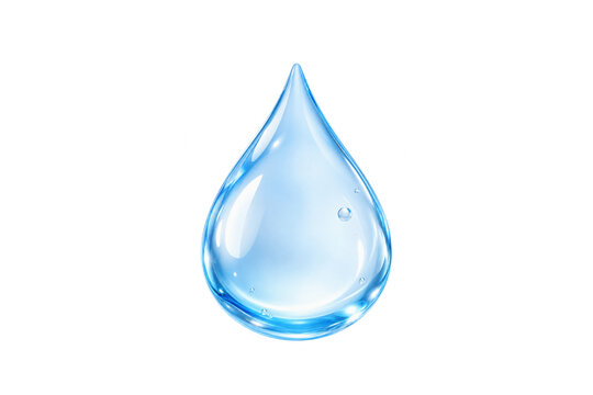 Glossy icy blue water droplet icon with tiny bubbles