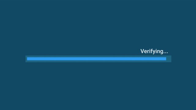 Minimal horizontal progress bar with a verifying status on a alpha chanel, representing software verification, system processing, data validation, and task progress.