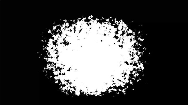 White ink drops falling on black background, beautiful watercolor bloom, organic splatter spreading and expanding, fluid paint leak transition, slow motion artistic ink White background. 4k video
