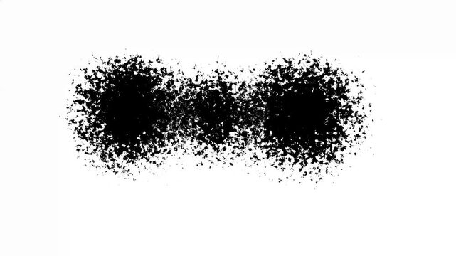 Beautiful white watercolor ink splashes expanding on black background, organic paint bloom, falling drops, fluid spreading motion, artistic splatter transition overlay for black background. 4k video