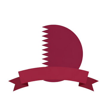 Qatar flag circular badge with empty ribbon banner