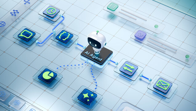 AI Agent Network and Workflow Orchestration Technology 3D rendering