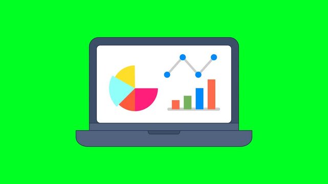Financial Analytics Icon Animation with Green Background. Full HD. 4K