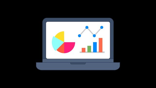 Financial Analytics Icon Animation with Transparent Background. Full HD. 4K