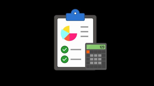 Budgeting Icon Animation with Transparent Background. Full HD. 4K