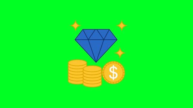 Wealth Icon Animation with Green Background. Full HD. 4K