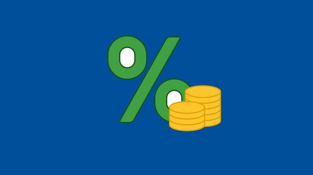 Interest rate Icon Animation with Green Background. Full HD. 4K
