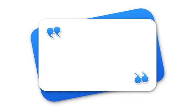 Blue speech bubble with quotation marks for text isolated on transparent background