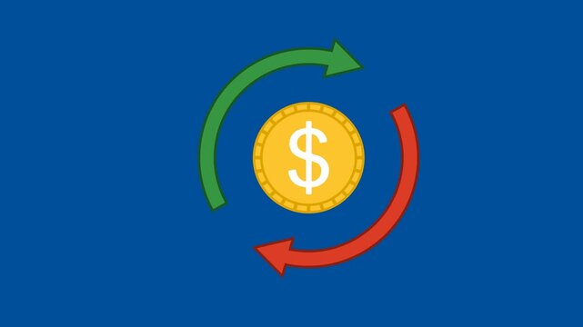 Cash flow Icon Animation with Green Background. Full HD. 4K