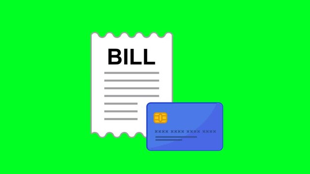 Bill Payment Icon Animation with Green Background. Full HD. 4K