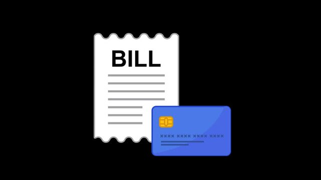 Bill Payment Icon Animation with Transparent Background. Full HD. 4K