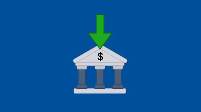 Direct Deposit Icon Animation with Green Background. Full HD. 4K