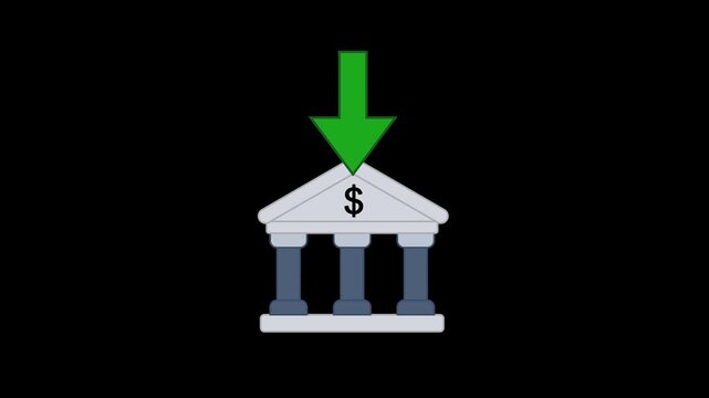 Direct Deposit Icon Animation with Transparent Background. Full HD. 4K