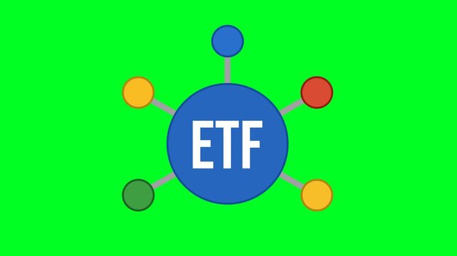ETF Icon Animation with Green Background. Full HD. 4K