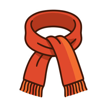 Orange scarf with fringe isolated on transparent background