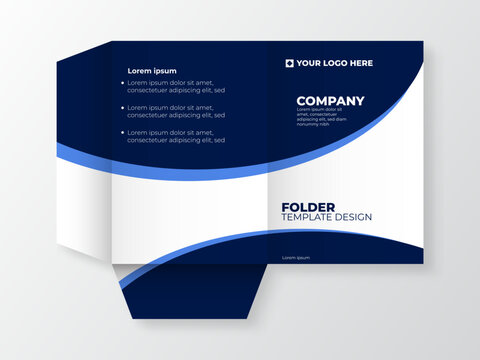 Professional Navy Blue Corporate Presentation Folder Template with Wave Design