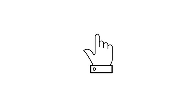 Outline Hand Cursor Pointing Upward Icon on White Background