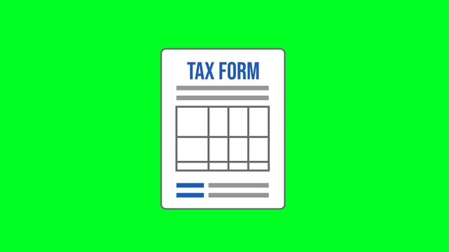 Tax Form Icon Animation with Green Background. Full HD. 4K