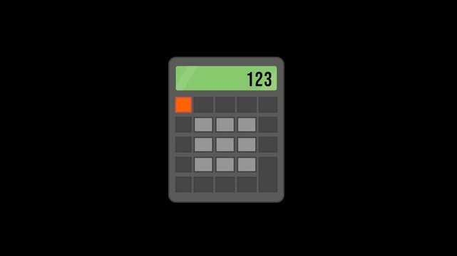 Calculator Icon Animation with Transparent Background. Full HD. 4K