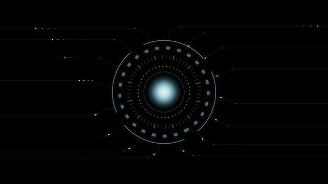 White Technology Orb HUD Circle with Radial Data Lines
