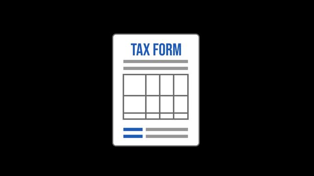 Tax Form Icon Animation with Transparent Background. Full HD. 4K
