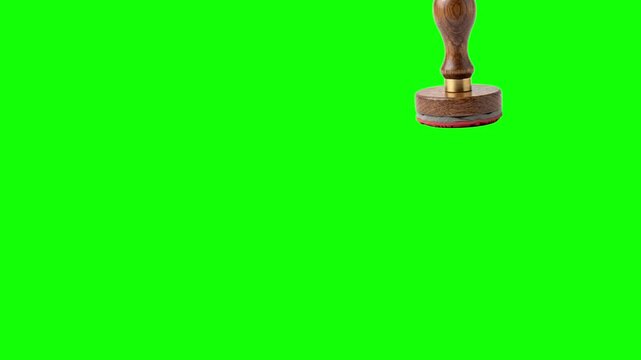 Wooden rubber stamps floating pattern isolated on a vibrant chroma key green background