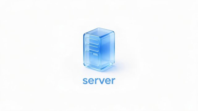 Translucent Blue 3D Server Icon Isolated on White Background