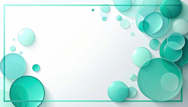 Minimal white background with translucent mint, aqua and pale blue watercolor circles and thin frame lines