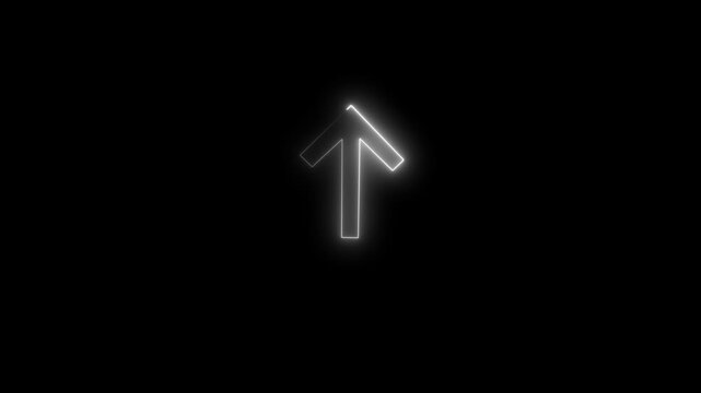 Glowing neon Arrow-shaped neon sign. arrow points to the up, Abstract directional neon arrow icon animation with isolated black background,neon arrow loading animation